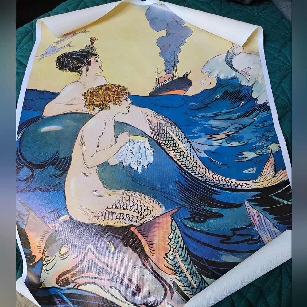 New Vintage Style Mystical Mermaid Art Print No Frame - Picture 2 of 4
